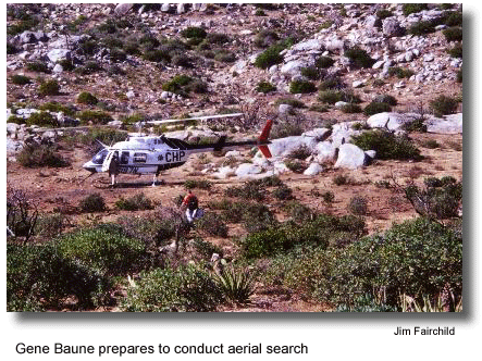 Gene Baune prepares to conduct aerial search (photo by Jim Fairchild)