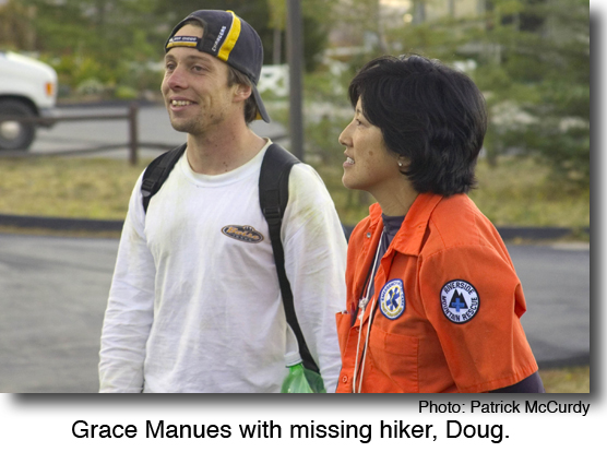 Grace Manues with missing hiker, Doug.